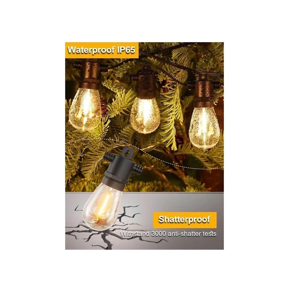 Kawaya 300FT LED Outdoor String Lights Patio Globe Warm White Waterproof IP65